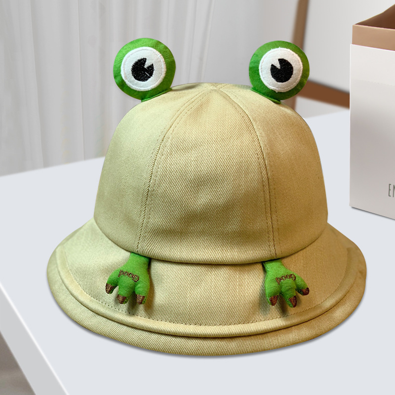 Cute Frog Bucket Hat Parent-Child Summer Korean Style UV Protection Sun Protection Sun-Proof Basin Hat Children Hat Children