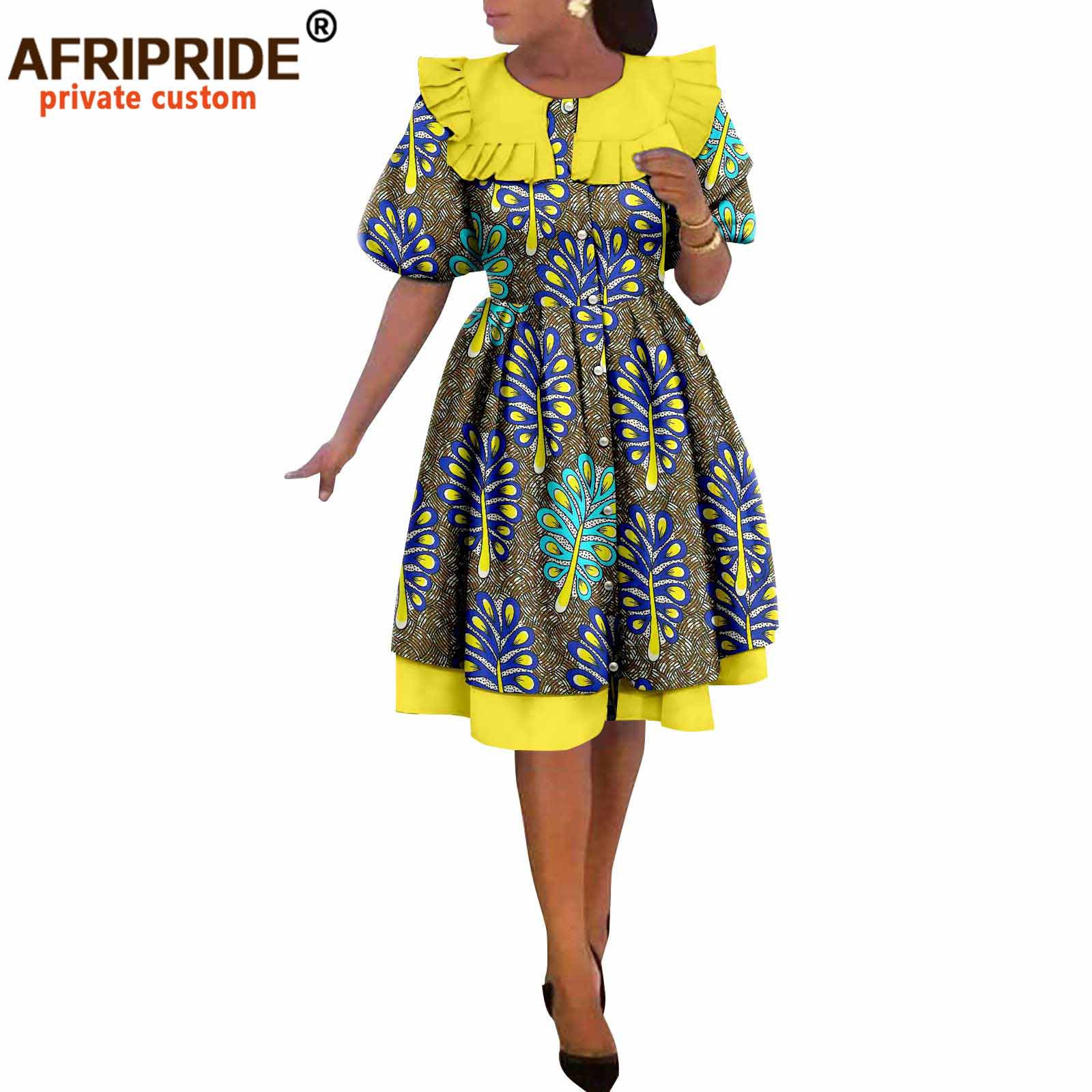 New African Ethnic Clothes Batik Printing Cotton Women's Dress Afripride 2225029