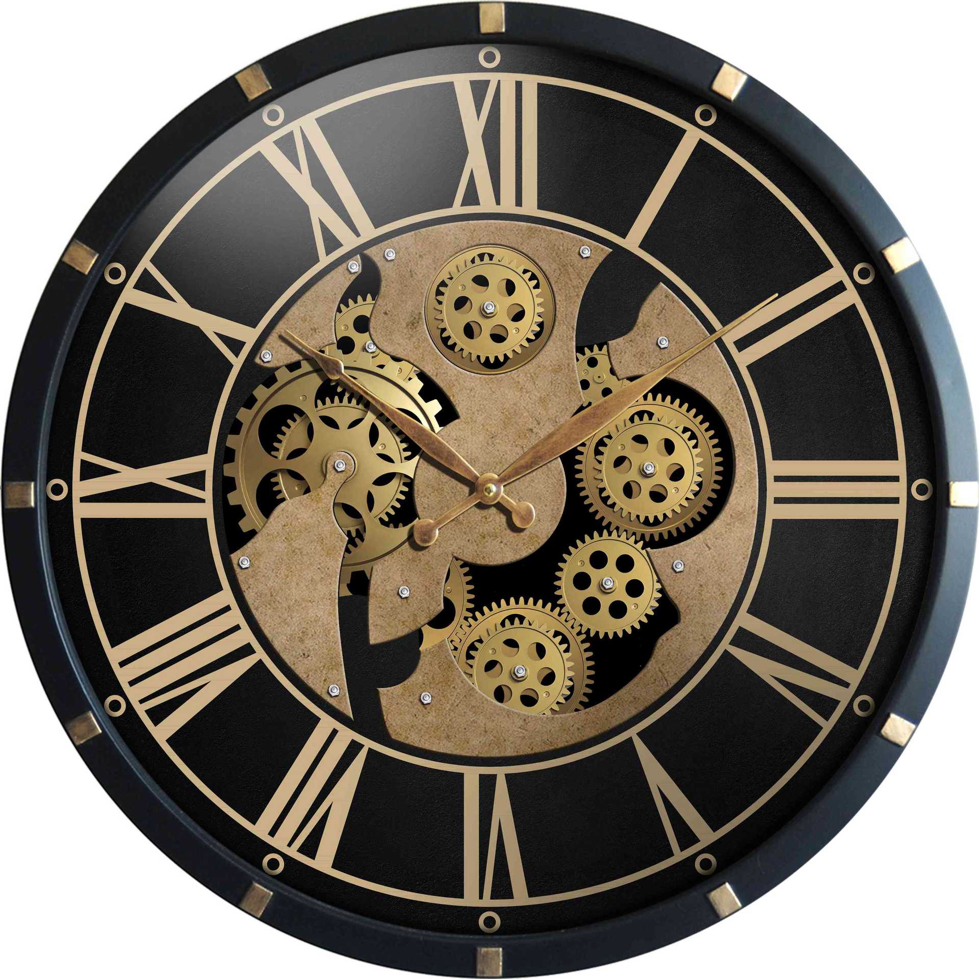 铁制齿轮大号仿古北欧式挂钟客厅装饰钟静音圆形工业时钟表