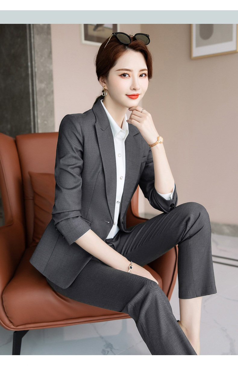 优酪职业装高定商务西服套装一粒扣翻领修身正装白领工作服厂家