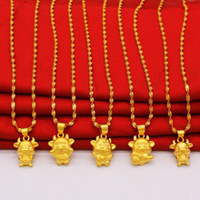 跨境直播批发精致古法越南沙金项链女本命年五福牛饰品 黄铜镀金