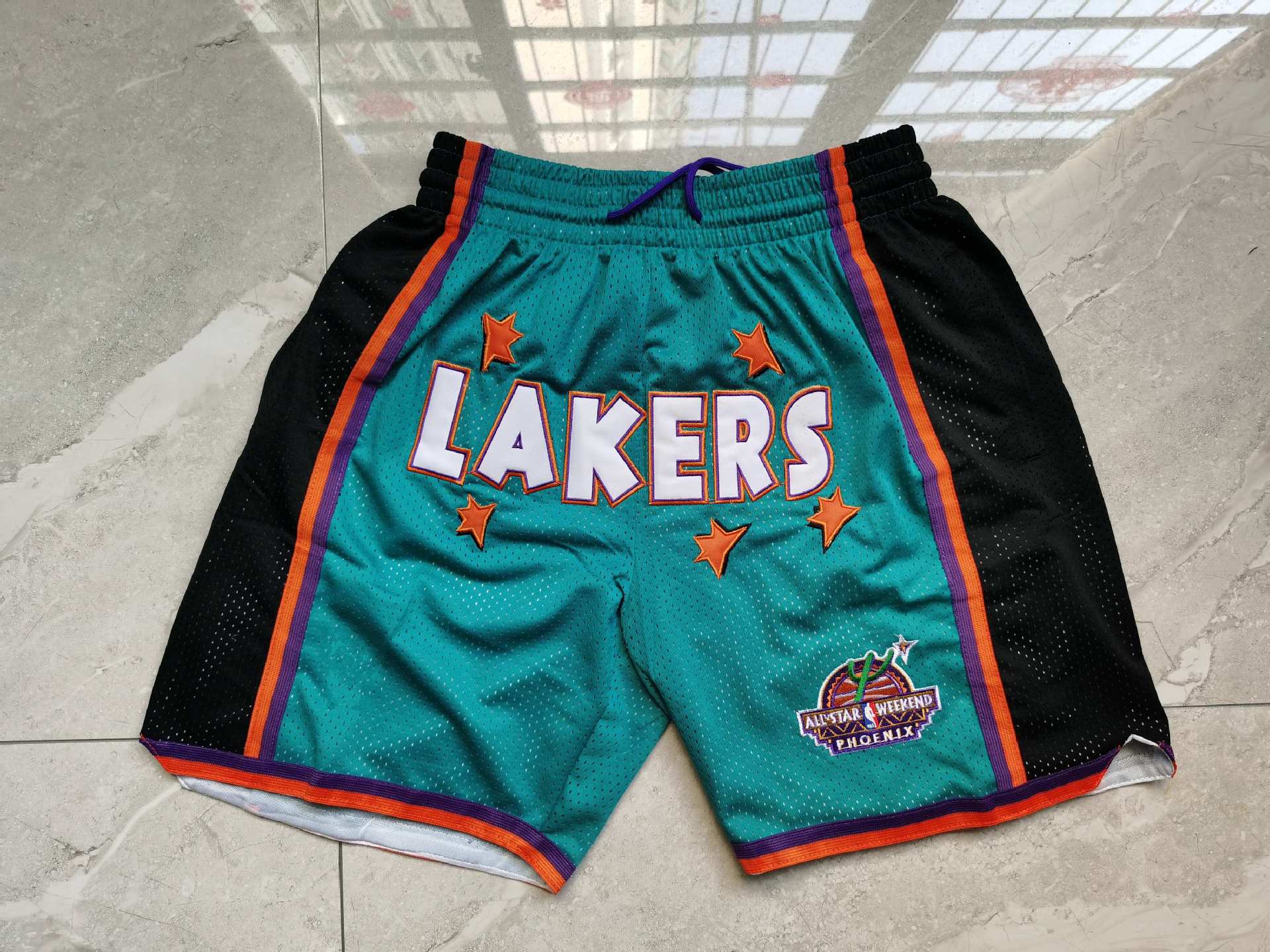 洛杉矶湖人队kobe 复古全刺绣拉链口袋裤 just don篮球密绣短裤