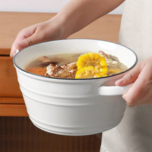 怀瑾双耳汤碗家用10英寸汤盆简约陶瓷餐具拉面碗大碗酸菜鱼大盆碗