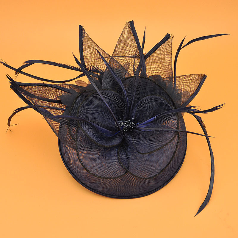 复古羽毛年会新娘晚礼服头饰演出名媛派对发饰网纱宴会旗袍小礼帽