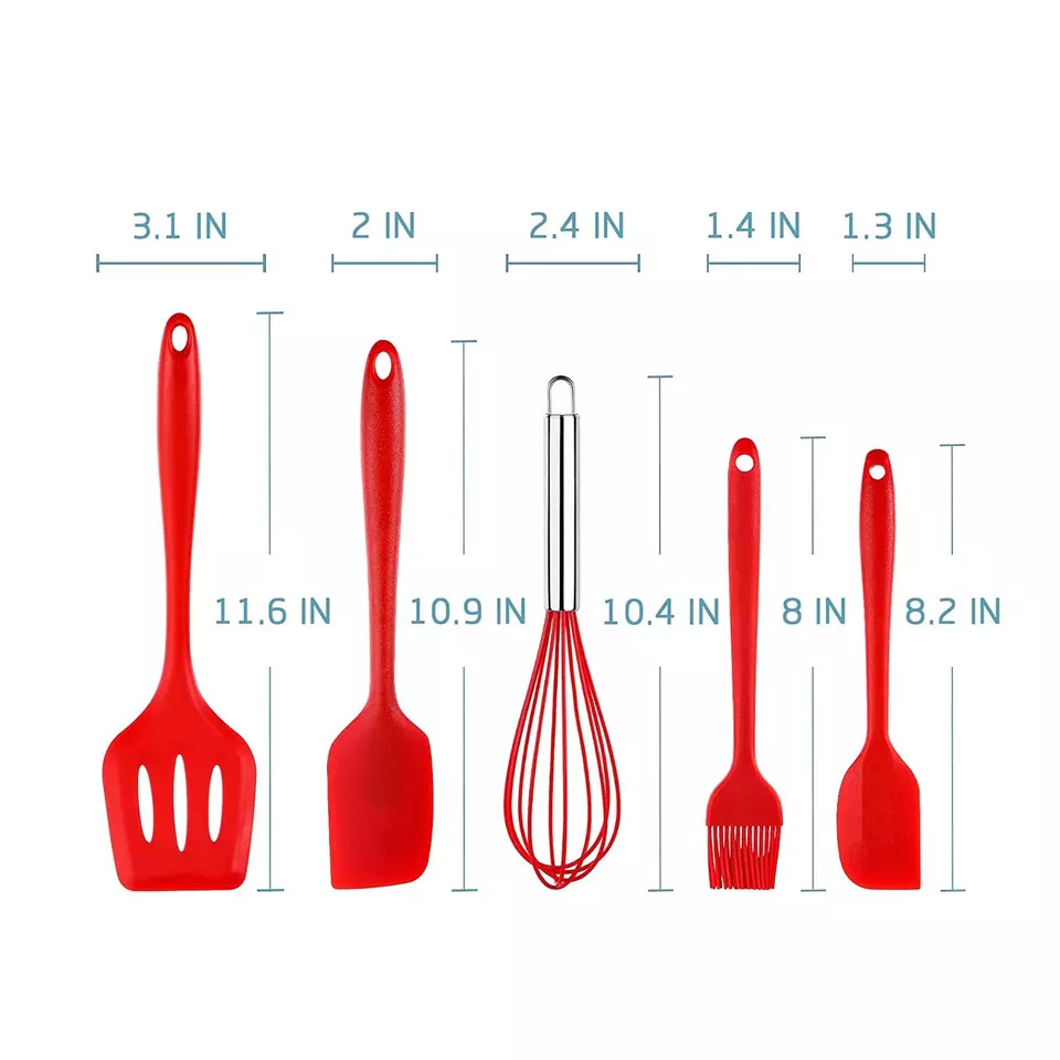 Silicone Five-Piece Kitchen Ware Set Household Non-Stick Pan Food Grade High Temperature Resistant Spatula Spatula Baking Tool Set