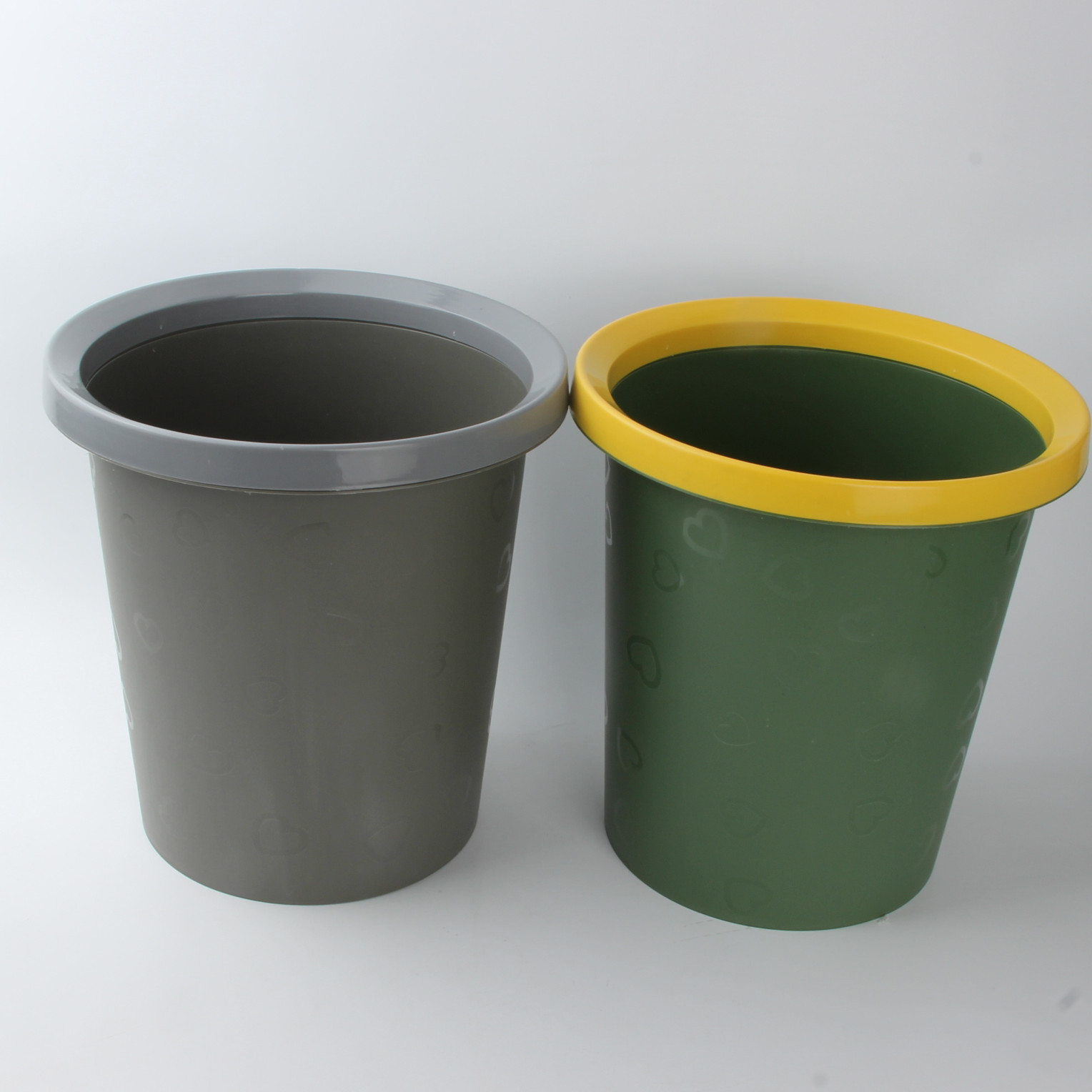 604彩色爱心压圈垃圾桶 5元店家居日用品货源 塑料制品批发 赠品