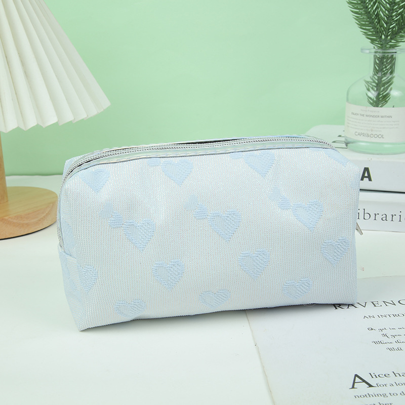 Love Pattern Cosmetic Bag Large Capacity Wash Bag Travel Fitness Cosmetics Storage Bag Student Pencil Case