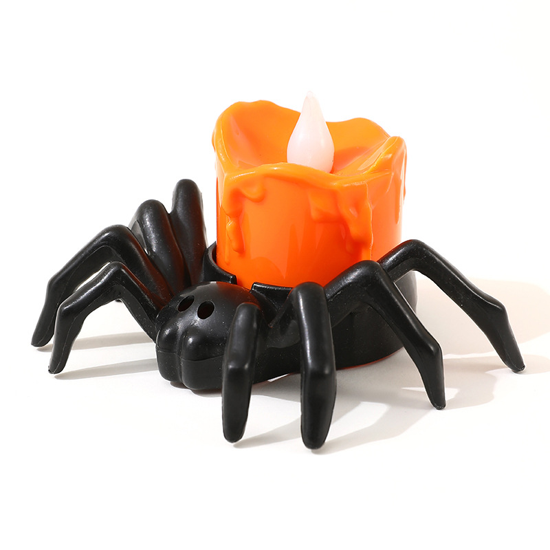 Halloween Pumpkin Lamp Atmosphere Layout Decoration Props LED Electronic Candle Light Luminescent Spider Small Night Lamp Ornaments