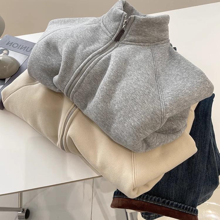 自留推!冬季卫衣外套女百搭小暖炉休闲简约拉链开衫ins货源类型