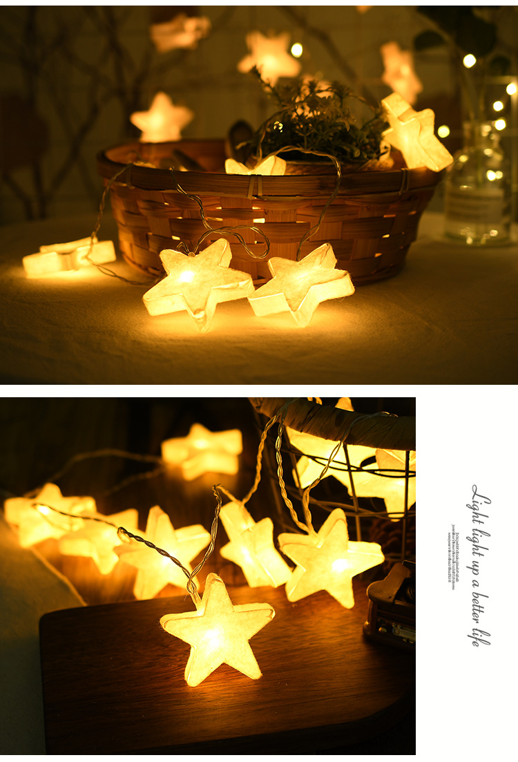 led灯串星月灯满天星节日五角星窗帘灯ins网红室内星星圣诞节彩灯