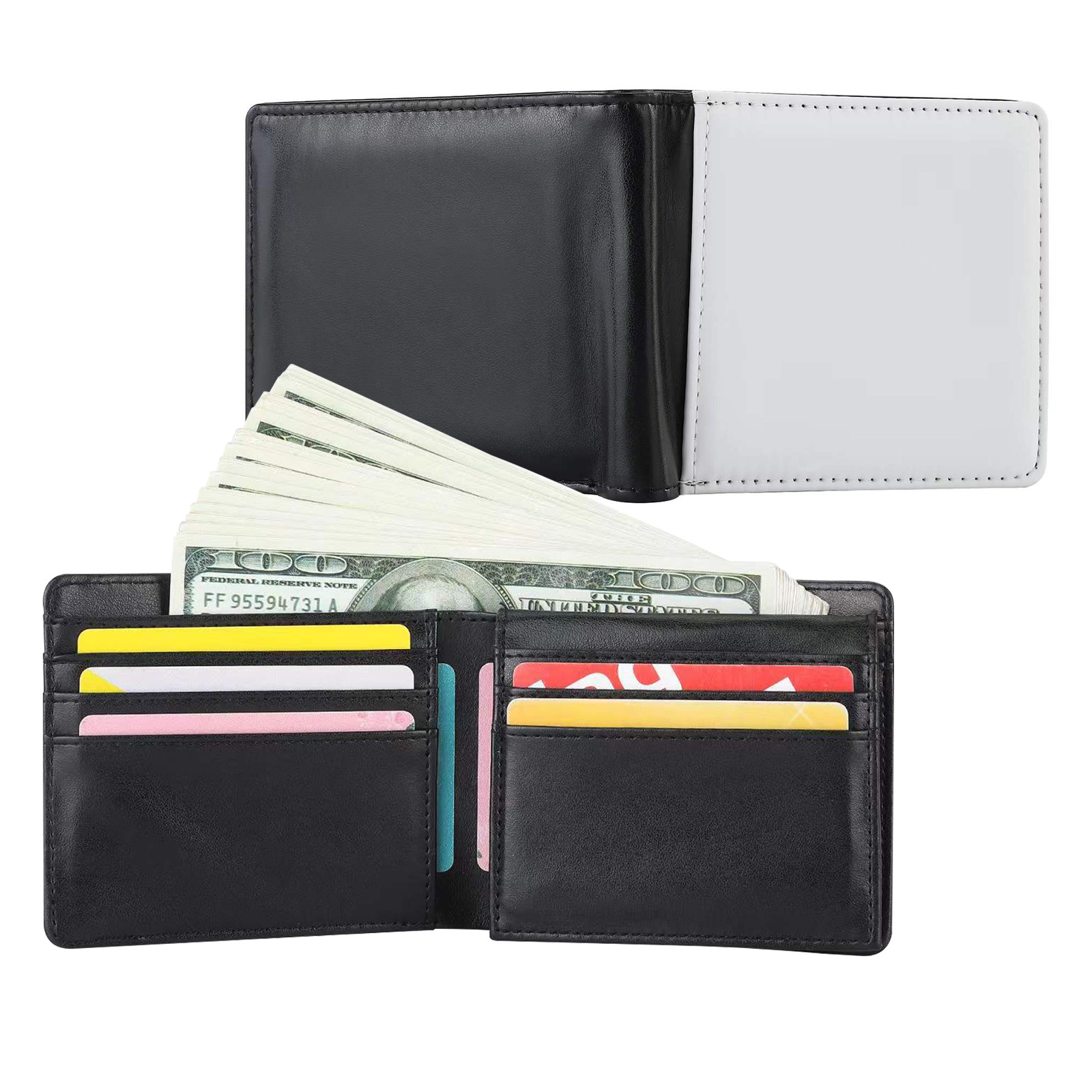 Factory Wholesale Thermal Transfer Horizontal Folding New Men's Wallet Large Capacity Multiple Card Slots Retro Simulation Pu Wallet