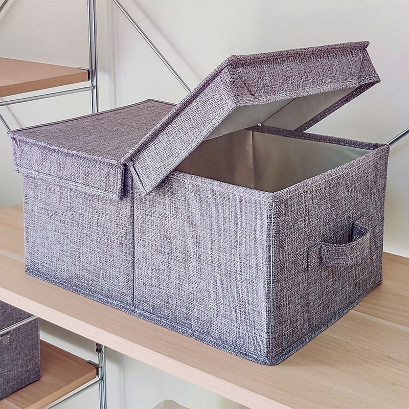 99n棉麻收纳箱布艺储物箱家用衣物衣服整理箱子可折叠带盖大容量