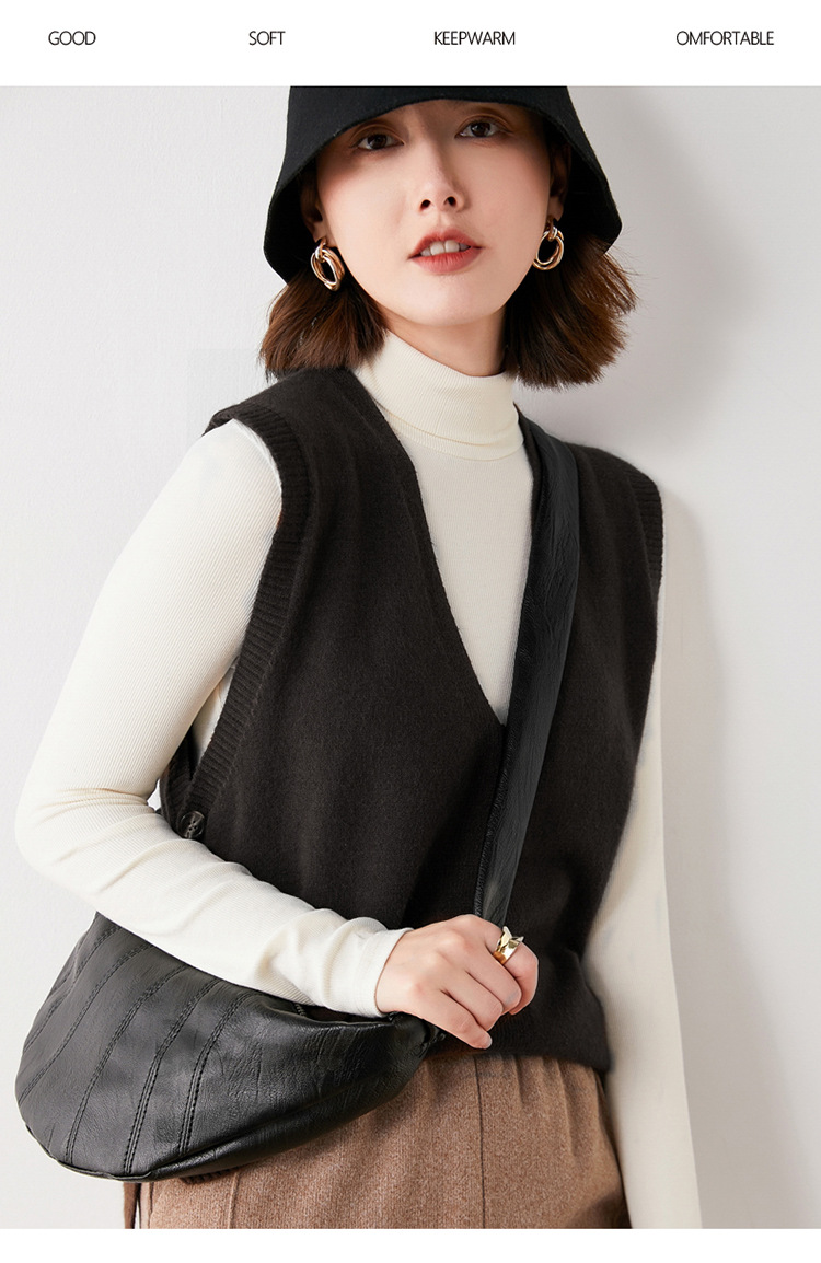 v领针织马甲背心女坎肩宽松休闲秋冬无袖毛衣内搭外穿羊毛衫大码