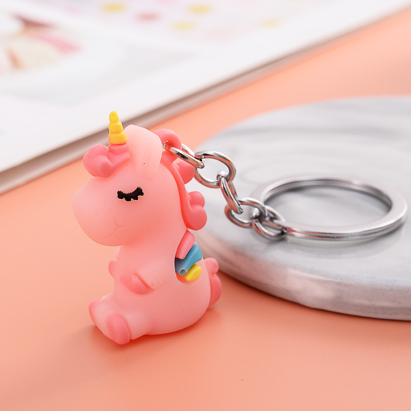 Cartoon Mini 4cm Colorful Unicorn Keychain