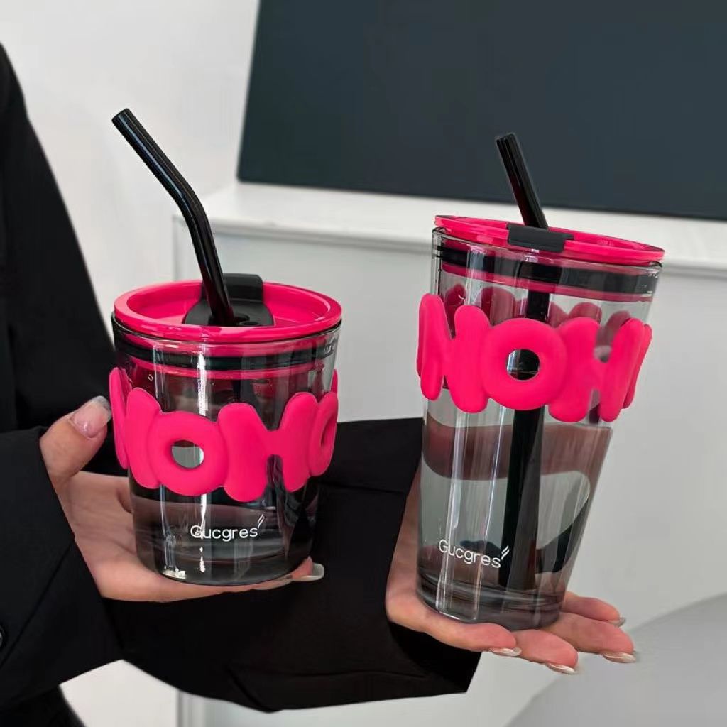 8438 coffee cup ins good-looking female couple glass student large capacity cup cup with straw tumbler