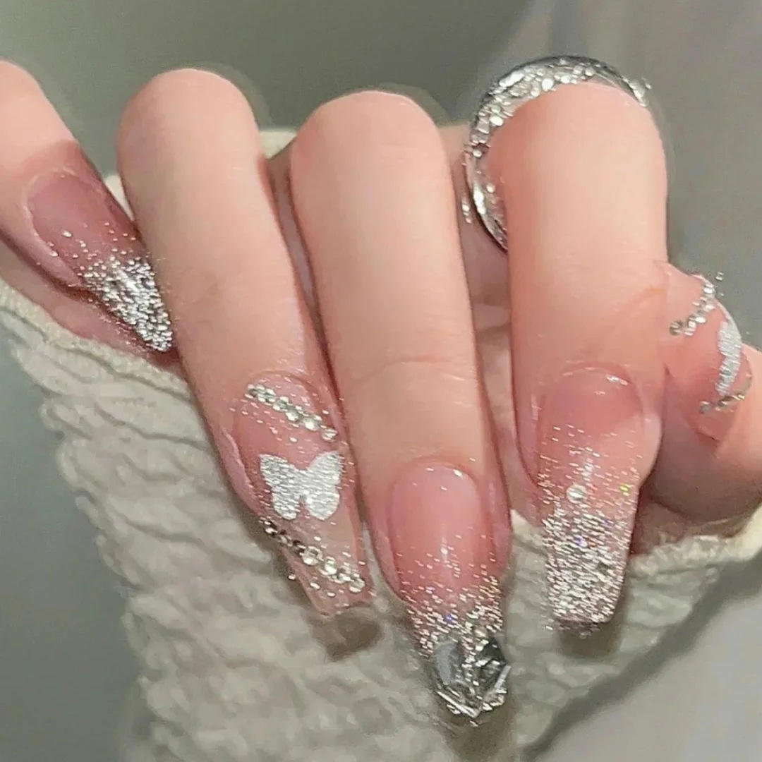 网红新款延长穿戴甲芭蕾美甲片新娘甲片可拆卸假指甲贴片手工美甲