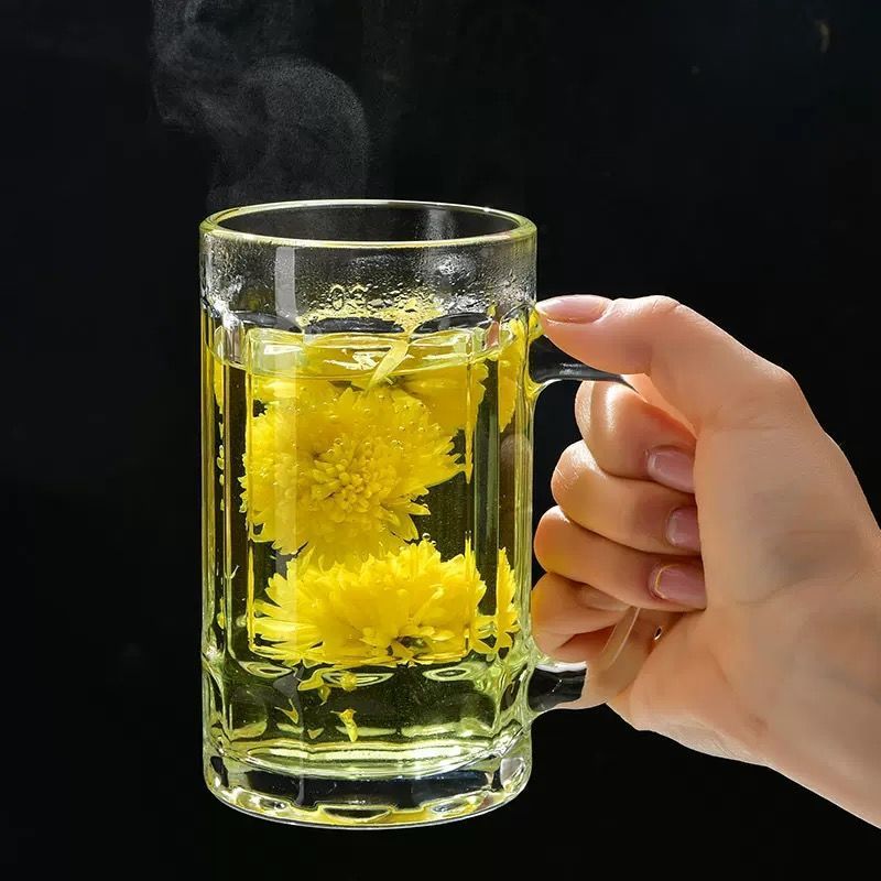 Glass with Handle Tea House Heat Resistant Tea Cup Household Beer Draft Glass Thickened and Large-Capacity Glass Tea Cup