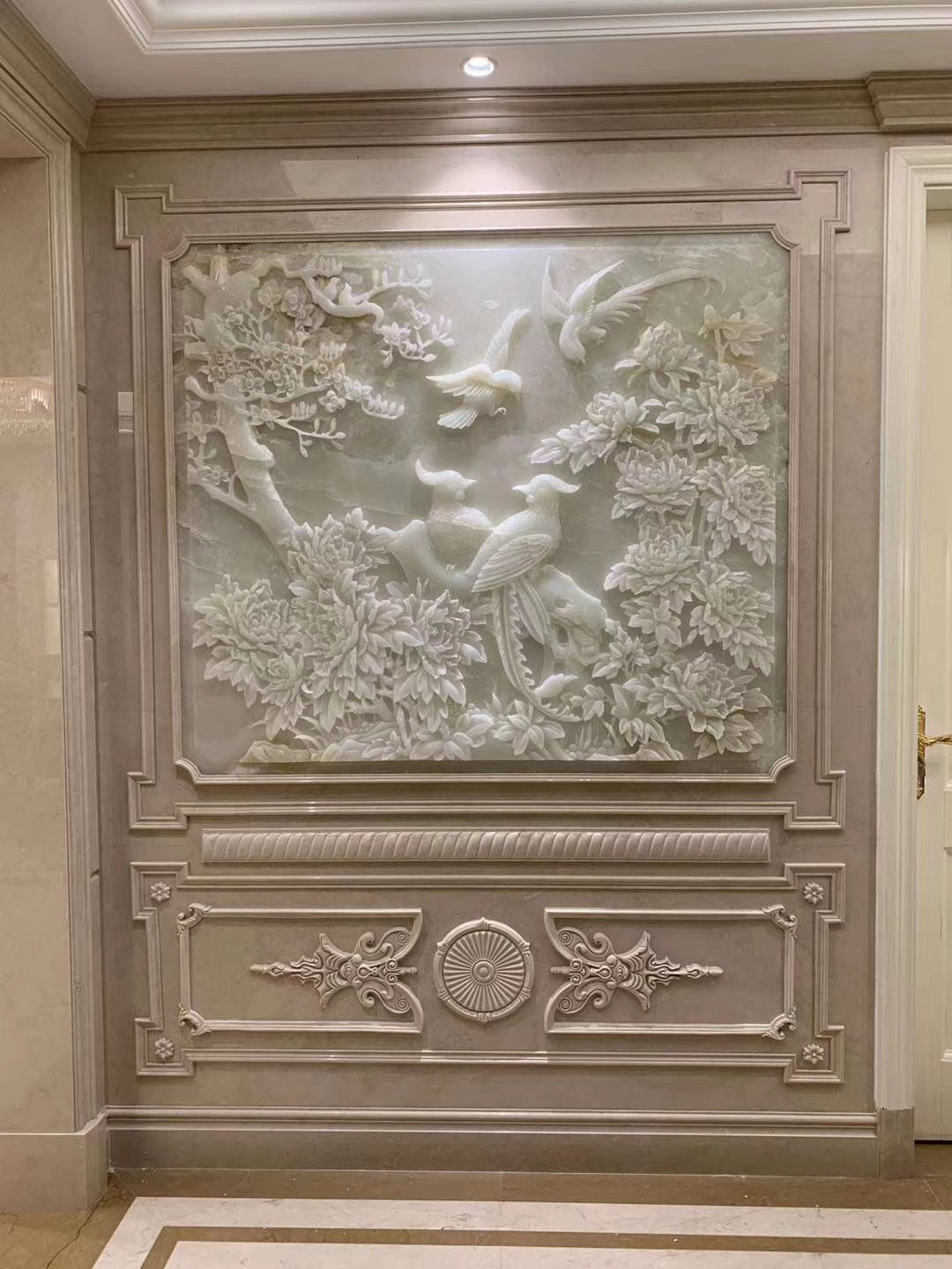 厂家直供别墅浮雕壁画汉白玉浮雕古建园林砖雕石材室内景墙雕刻