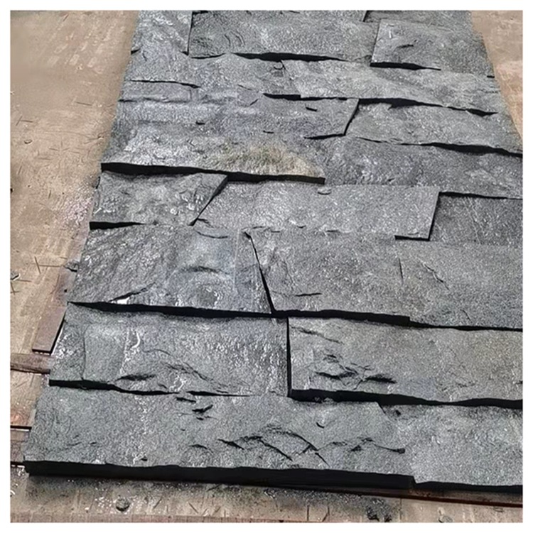 芝麻黑自然面背景墙石 石皮文化石 大理石芝麻黑毛石凹凸面石材