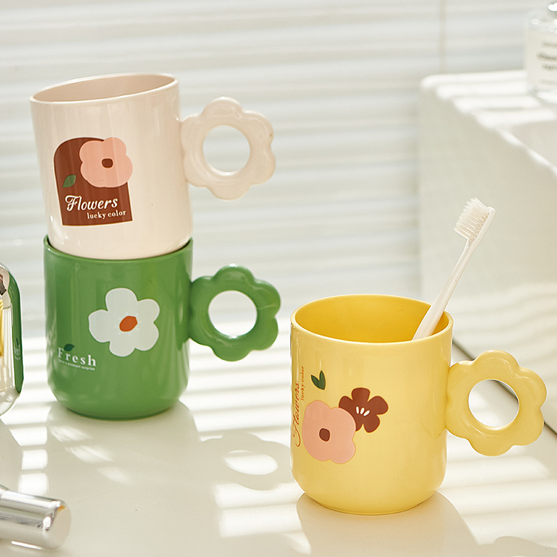 Creative Flower Toothbrush Cup Household Wash Cup Tooth Mug Simple Travel Couple Mouthwash Cup Drinking Cup 0652