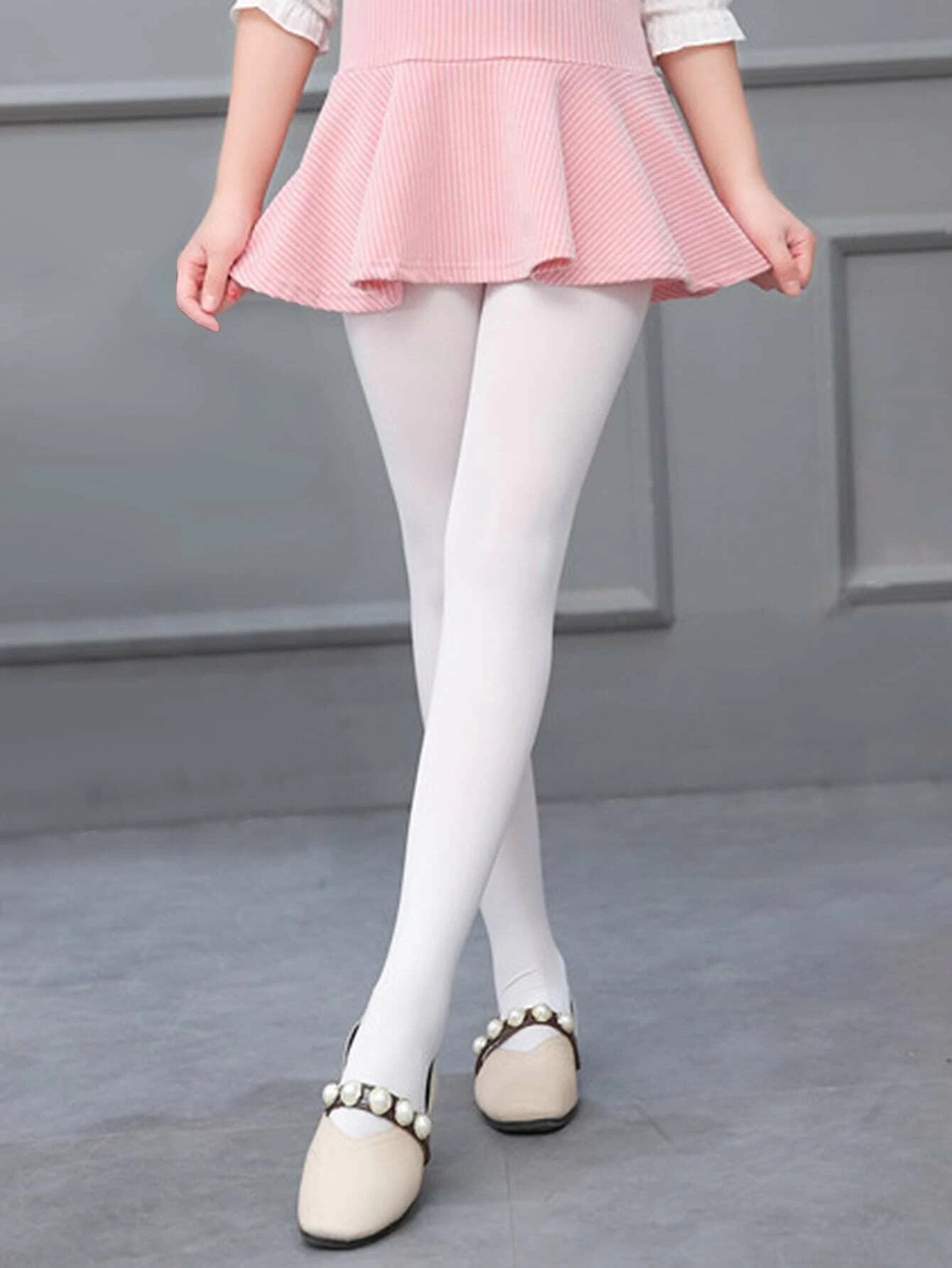 小吉米/宝娜斯舞蹈袜2-16岁儿童天鹅绒加裆连裤袜b620白色丝袜薄