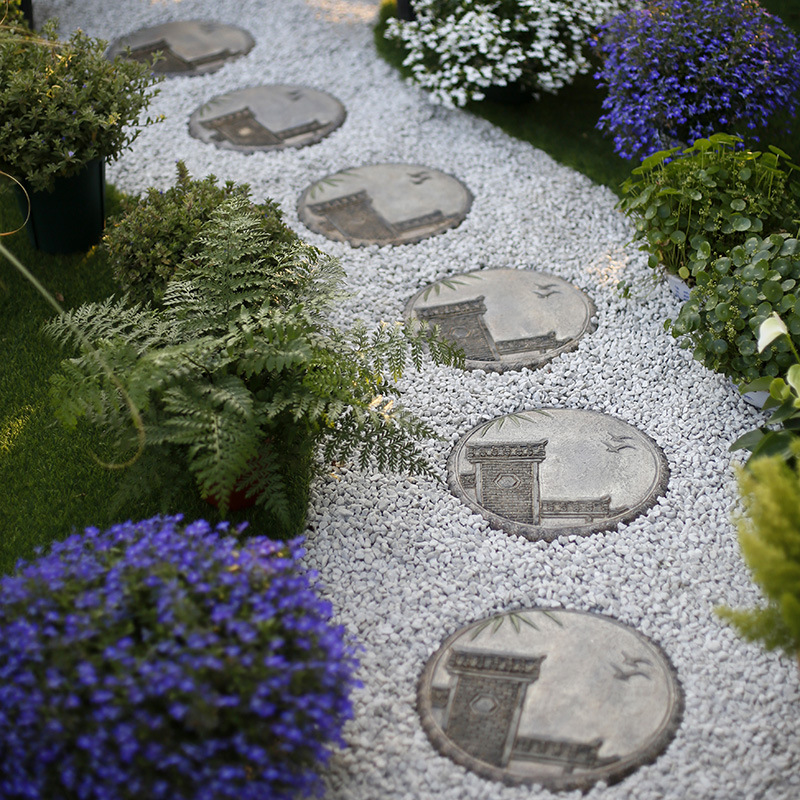 花园汀步石仿古地砖庭院草坪文化青石脚踏板中式日式院子装饰垫脚