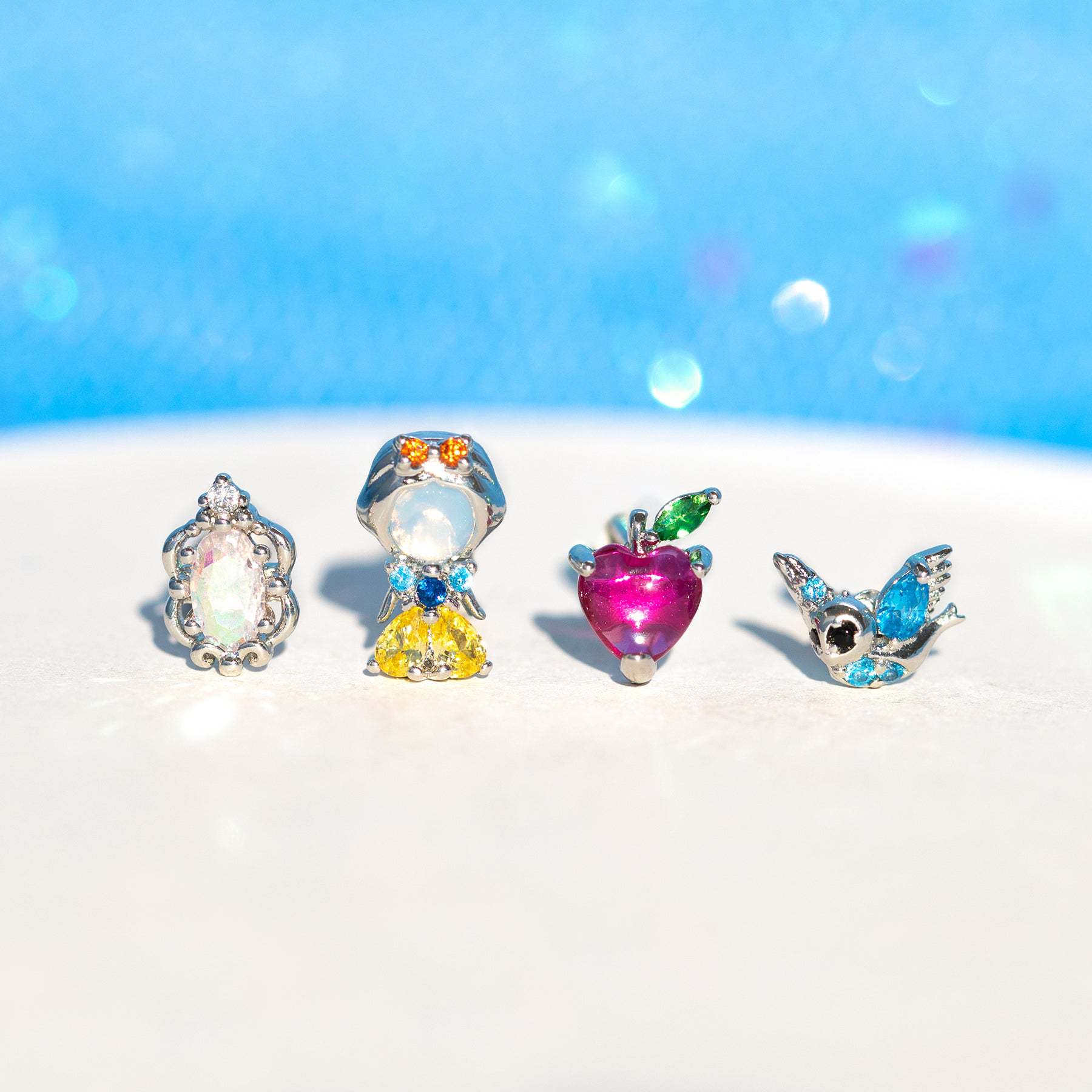 Customized European and American Snowyprincess Fantasy Fairy Tale Characters Exquisite Micro Zircon-Encrusted Stud Earrings Cute Cartoon Earrings Earrings