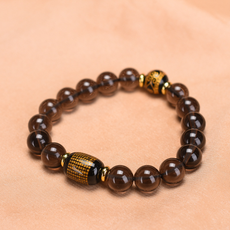 天然冰种黑曜石手链冰曜石男女款心经diy圆珠手串直播货源批发