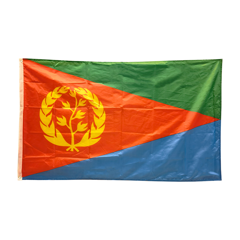跨境现货90×150cm厄立特里亚国旗带铜圈打扣3*5厄立特里亚涤纶