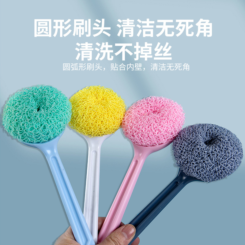 New Long Handle Kitchen Dish Brush-Piece Decontamination Cleaning Ball Removable Replacement Household Cleaning Dish Brush Dish Brush