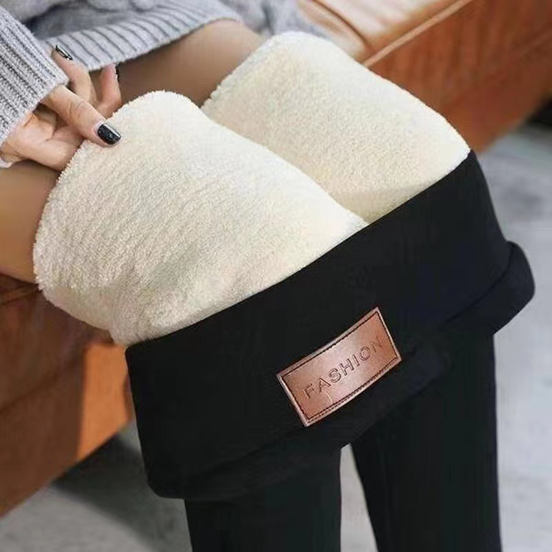 Cashmere Leggings 2023 Fall and Winter Outer Wear Fleece-lined Thickened Mother Warm Feet Fleece-lined Thick Pencil Pants