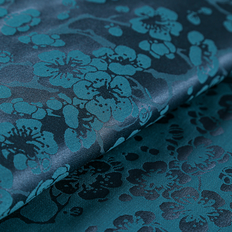 江南丝绸纯色梅花三弄丝毛宋锦宽幅中国风桑蚕丝旗袍裤子服装面料