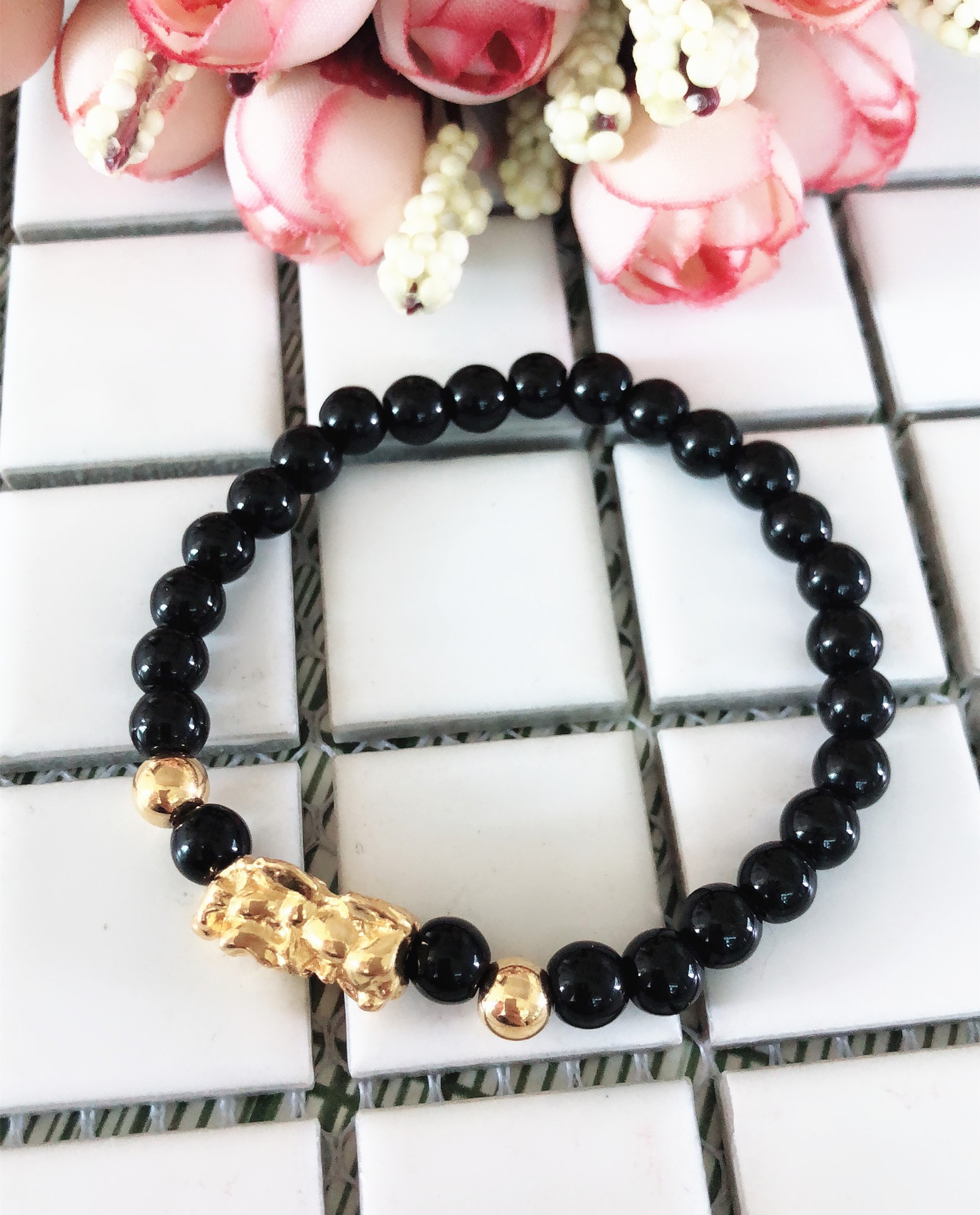 黑珠貔貅手链 开运貔貅手链 一元店2元店货源批发