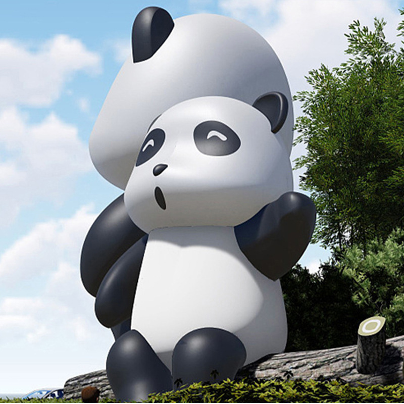 户外玻璃钢卡通熊猫雕塑公园景区网红街引流美陈艺术景观小品摆件