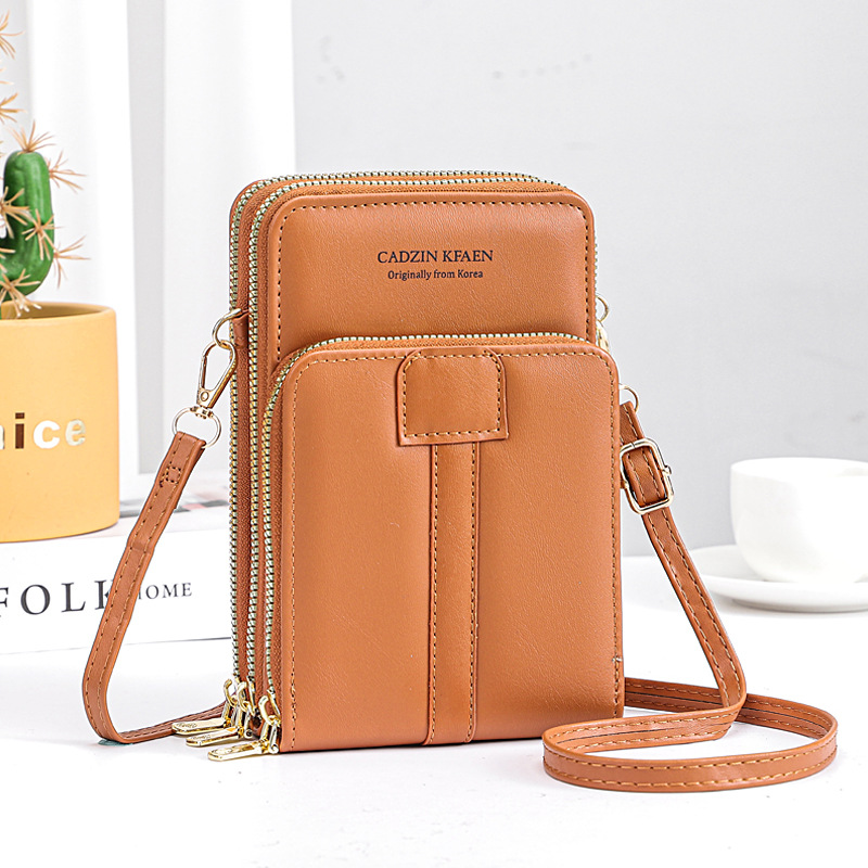 New Ladies Phone Bag Women's Wallet Pu Long Triple Zipper Trendy Women's Bags Mini Bag Shoulder Bag Oblique