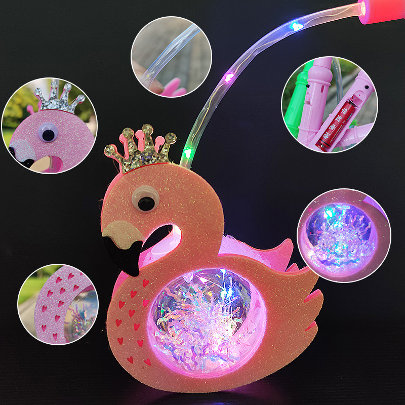 Children's Stall Night Market Hot Sale Flash Luminous Bunny Dinosaur Projection Portable Cartoon Bounce Ball Lantern Toy