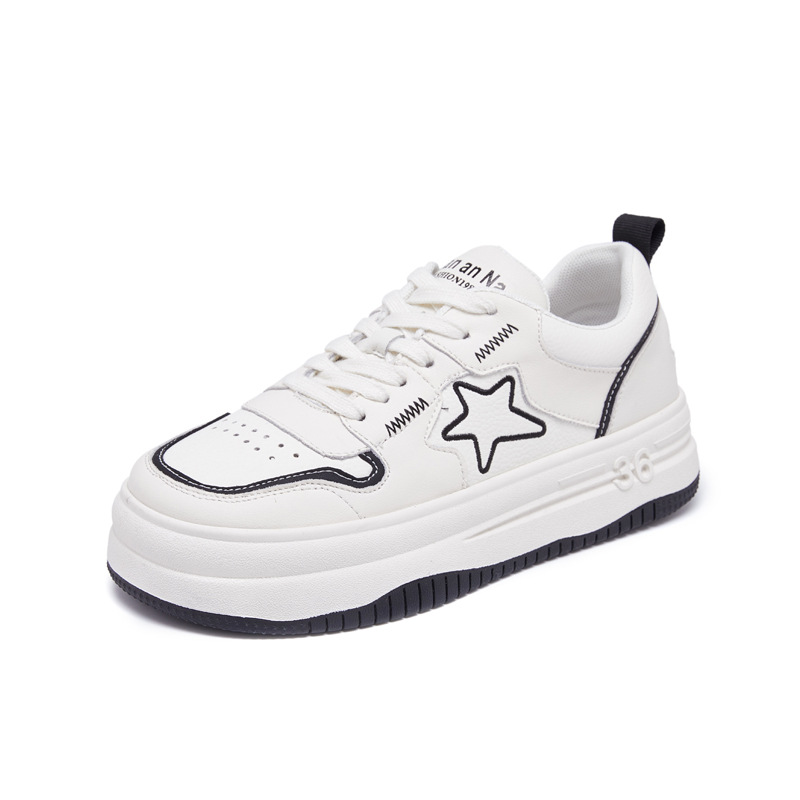 Platform White Shoes Women's Spring 2023 New Genuine Leather All-Match XINGX Pumps Popular Casual Sports Skate Shoes