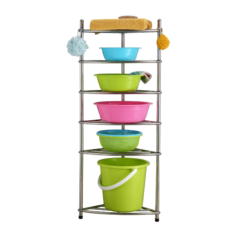 不锈钢脸盆收纳架子多层落地卫生间厕所三角置物架洗手间浴室盆架