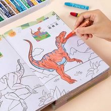 恐龙画画本儿童画画恐龙涂色幼儿园学画画绘画图画涂鸦填色画