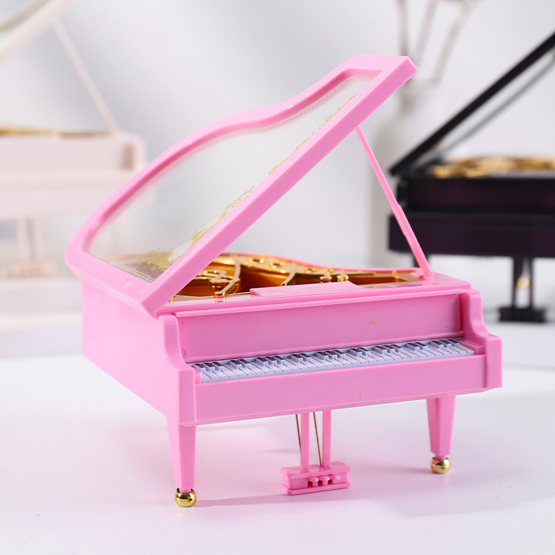 Piano Shape Music Box Factory Direct Sales Creative Friends Couple's Birthday Present Wholesale Rotating Girl Music Box