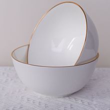 批发陶瓷碗8寸大碗饭店餐厅家用汤碗拉面碗单个简约骨瓷金边奥碗