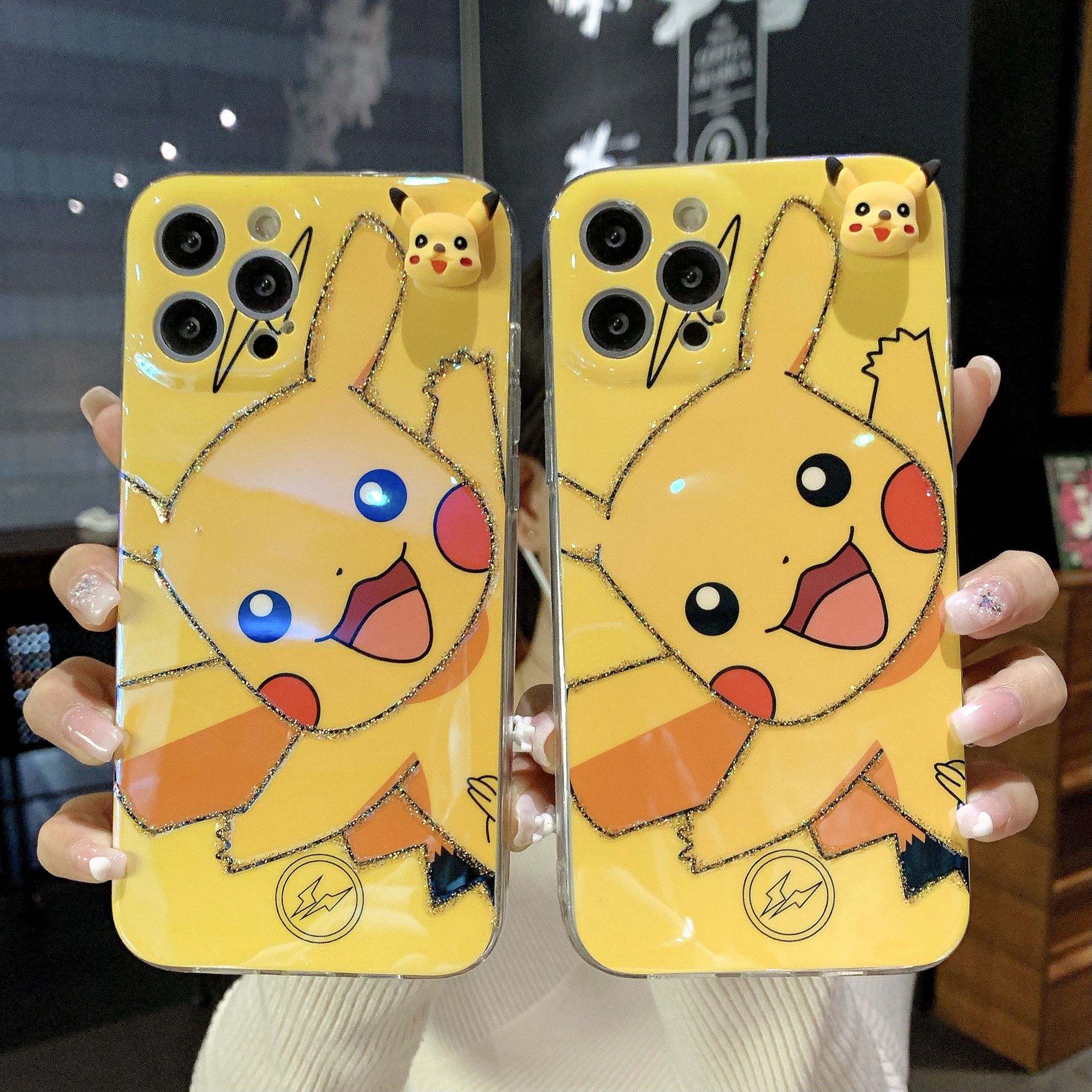 卡通皮卡丘加公仔苹果11手机壳适用mate40蓝光nova8苹果x保护套x9