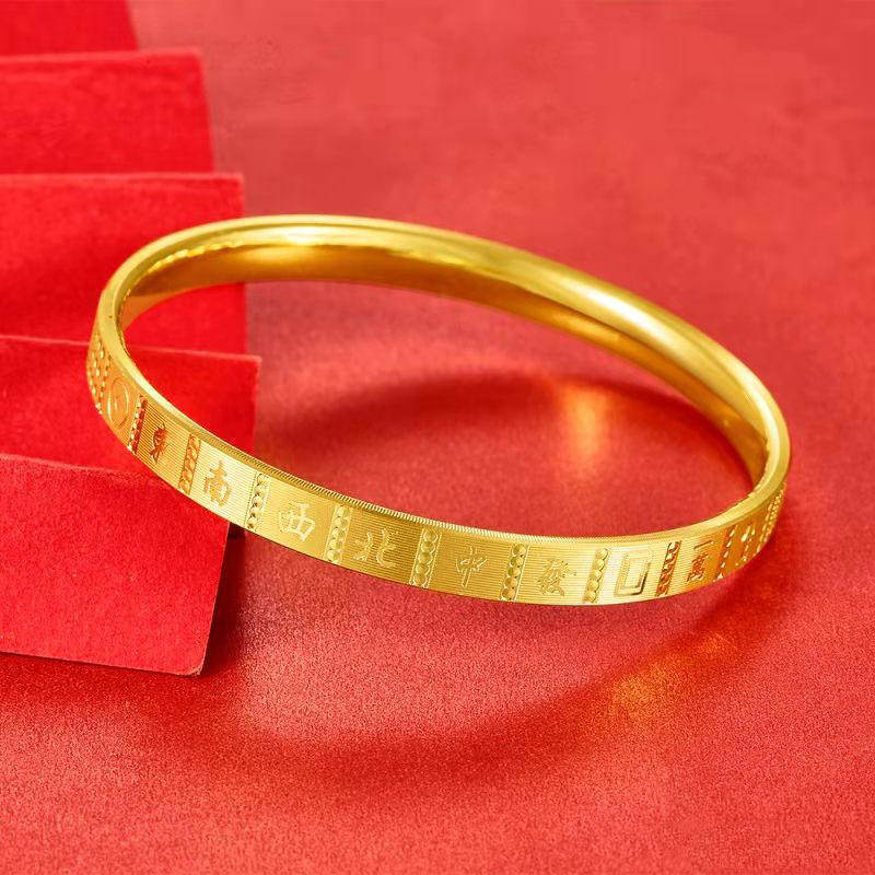 水贝黄金批发万足金9999手镯黄金麻将手镯纯金镯子水贝黄金手镯