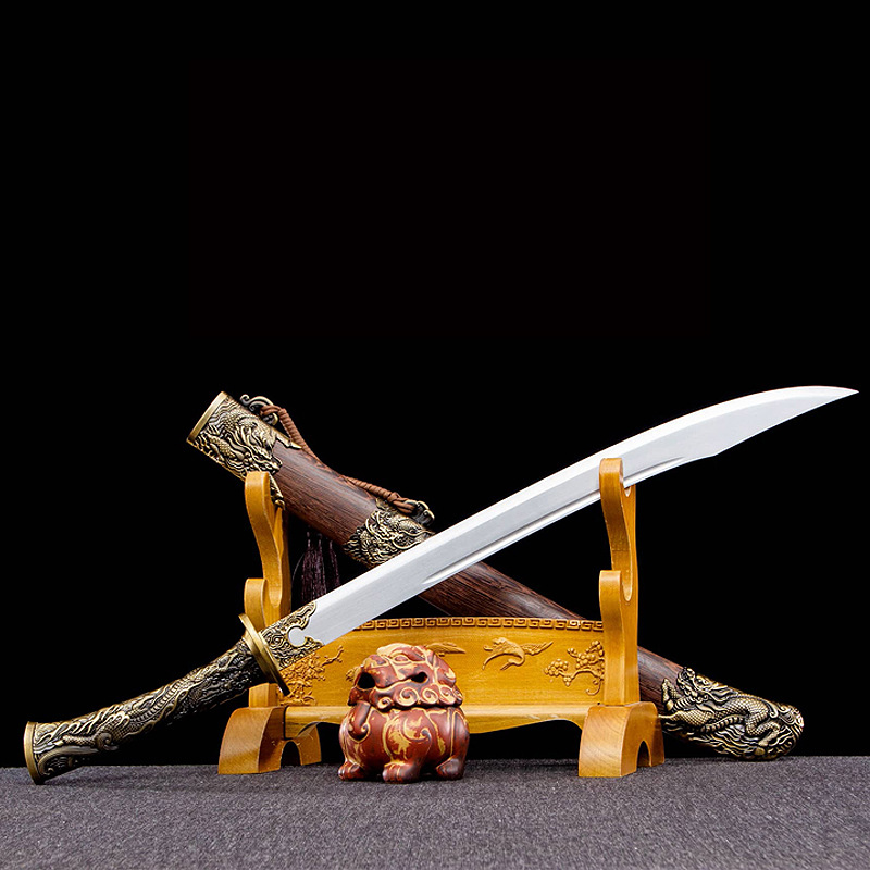 龙泉刀剑牛尾刀清刀一体刀剑绣春刀锰钢影视刀具防身冷兵器未开刃