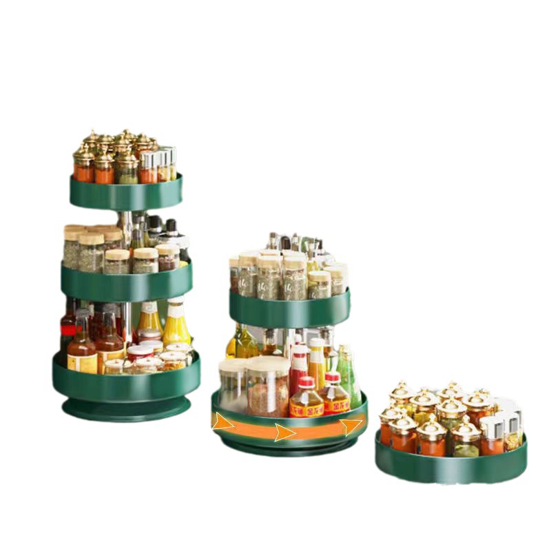 Export Kitchen Spice Bottle Storage Rack Multi-Layer 360 Degrees Rotary Multifunctional Oil Salt Sauce Vinegar Seasoning Bottle Storage Rack