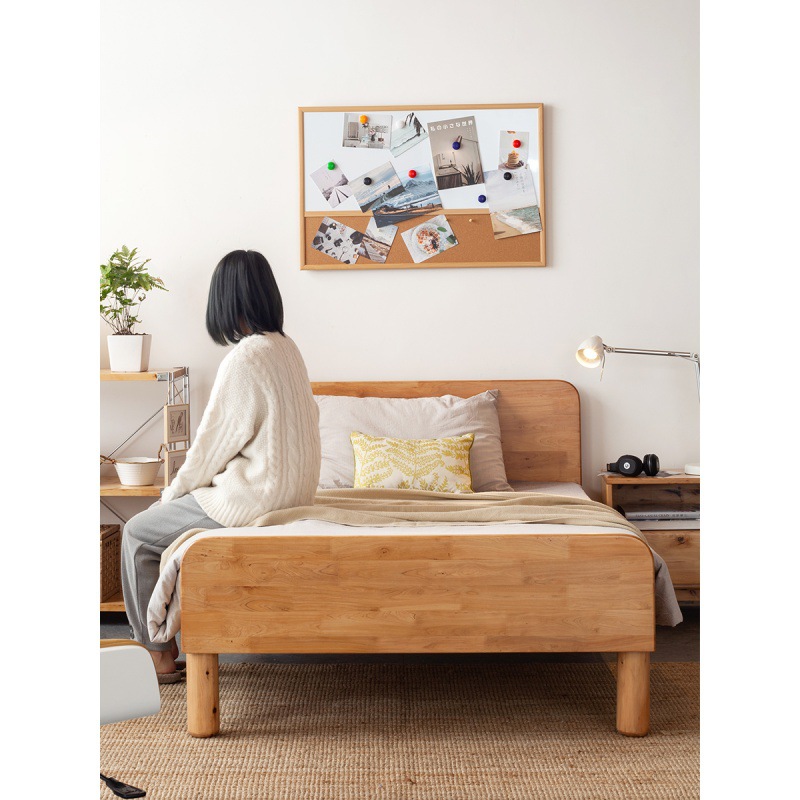 全实木单人床原木床儿童床男女孩简约日式家用卧室1米2经济型柏木