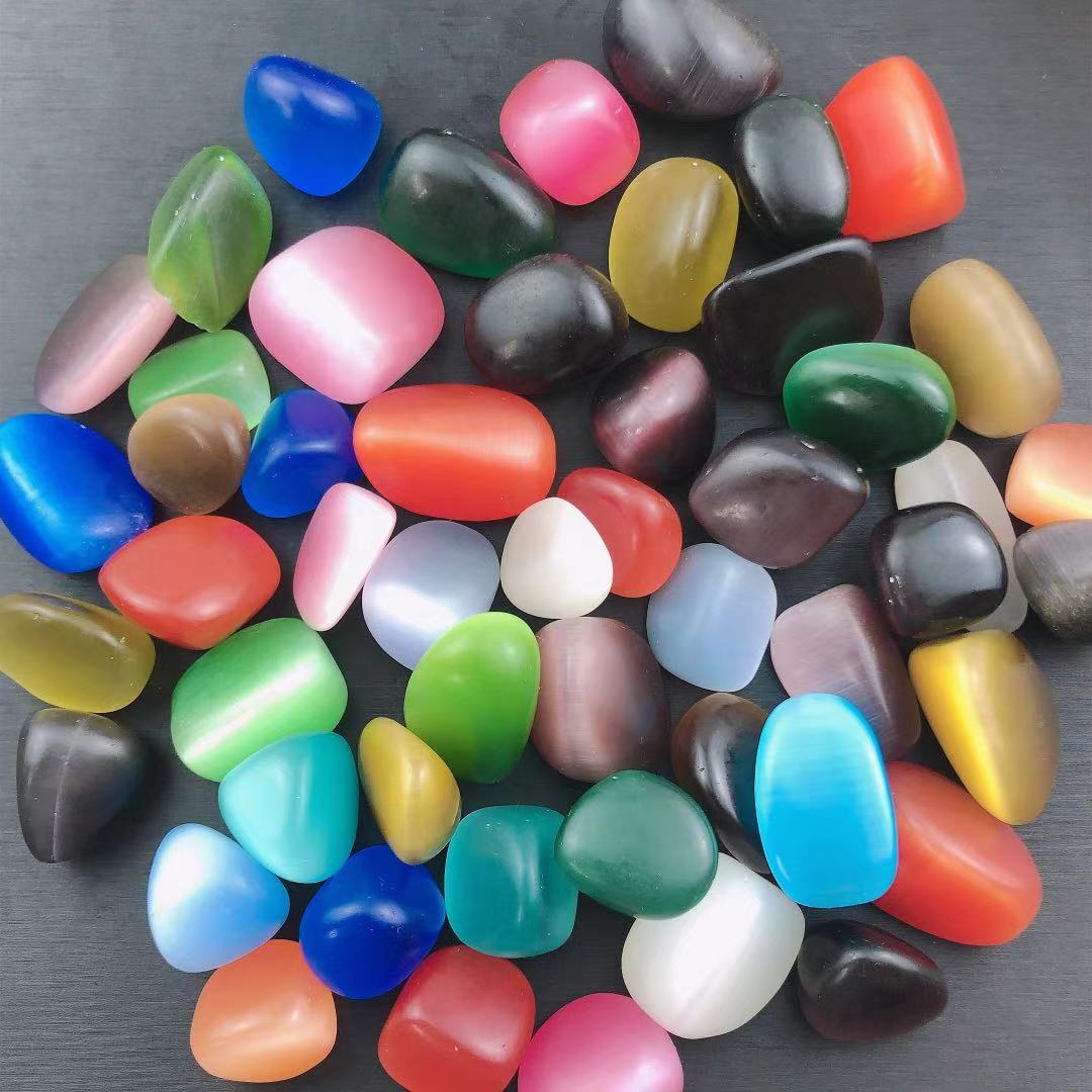 水晶原石随型彩色猫眼石大颗粒裸石糖果色原石抛光大颗粒厂家批发