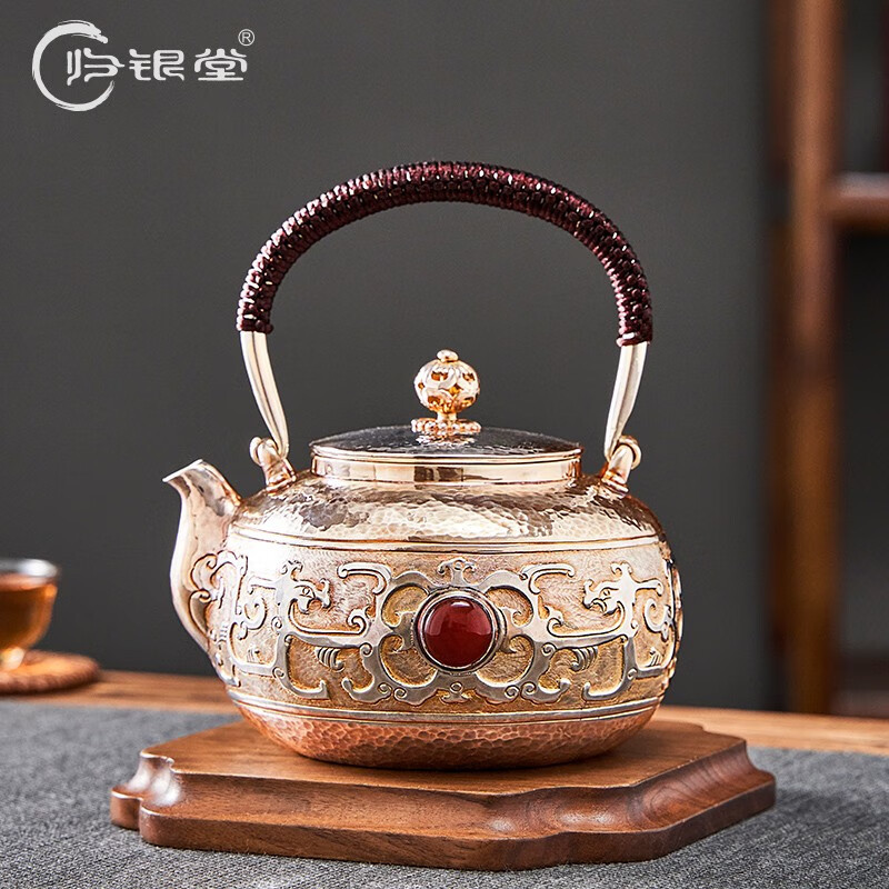 归银堂银壶足银999烧水壶手工银水壶高档茶具一张打纯银家用茶道