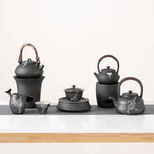 日式矾黑蜡烛围炉煮茶套装家用提梁壶煮茶器茶壶户外茶具炭火茶炉