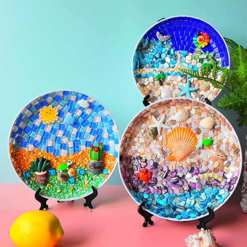 装饰画diy亲子手工制作材料包儿童创意盘子幼儿园马赛克粘贴礼物